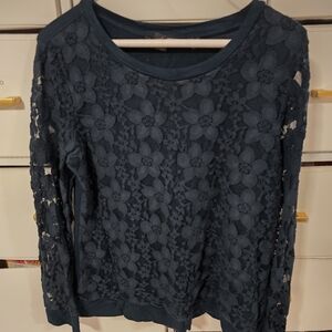 Floral Lace Women Top - Blue